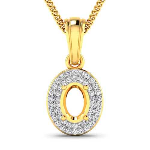 0.17 Carat Genuine White Diamond 14K Yellow Gold Semi Mount Pendant - holds 7x5mm Oval Gemstone by Bids.com