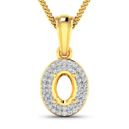 0.17 Carat Genuine White Diamond 14K Yellow Gold Semi Mount Pendant - holds 7x5mm Oval Gemstone by Bids.com