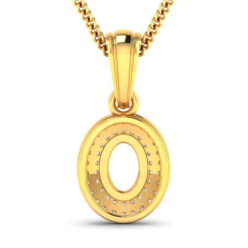 0.17 Carat Genuine White Diamond 14K Yellow Gold Semi Mount Pendant - holds 7x5mm Oval Gemstone by Bids.com