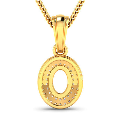 0.17 Carat Genuine White Diamond 14K Yellow Gold Semi Mount Pendant - holds 7x5mm Oval Gemstone by Bids.com