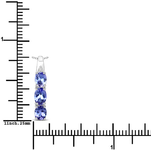 1.11 Carat Genuine Tanzanite and White Diamond .925 Sterling Silver Pendant by Bids.com
