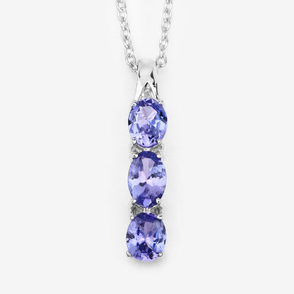 1.11 Carat Genuine Tanzanite and White Diamond .925 Sterling Silver Pendant by Bids.com