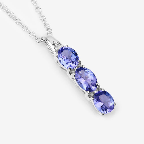 1.11 Carat Genuine Tanzanite and White Diamond .925 Sterling Silver Pendant by Bids.com