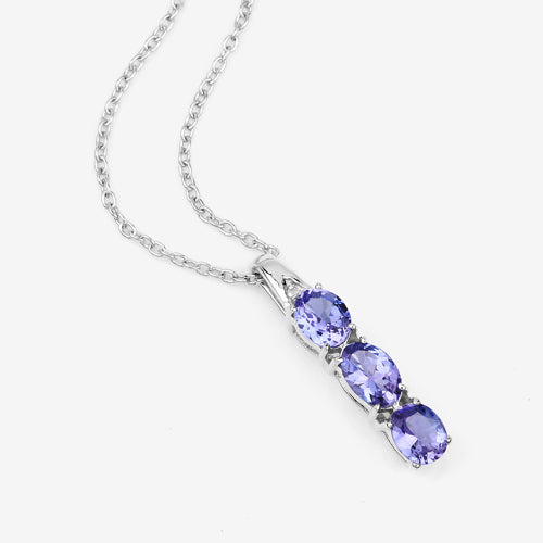 1.11 Carat Genuine Tanzanite and White Diamond .925 Sterling Silver Pendant by Bids.com