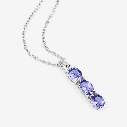 1.11 Carat Genuine Tanzanite and White Diamond .925 Sterling Silver Pendant by Bids.com