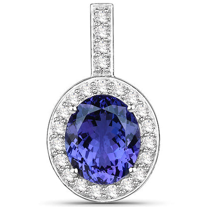 10.15 Carat Genuine Tanzanite and White Diamond 18K White Gold Pendant by Bids.com