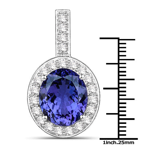 10.15 Carat Genuine Tanzanite and White Diamond 18K White Gold Pendant by Bids.com