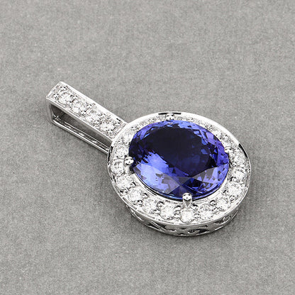 10.15 Carat Genuine Tanzanite and White Diamond 18K White Gold Pendant by Bids.com
