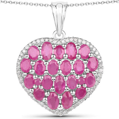 5.00 Carat Genuine Ruby and White Diamond .925 Sterling Silver Pendant by Bids.com