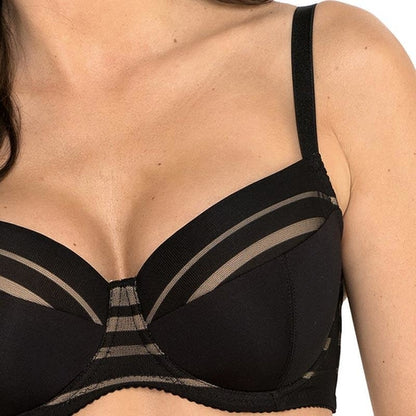 Gorteks Luna Full Figure Padded Striped Bra - Plus Size Underwire Support Bra
