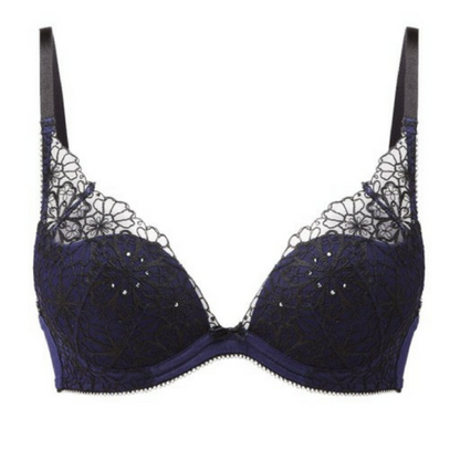 Gossard Graphic Floral Padded Plunge Bra - Twilight Blue (Size 38C)
