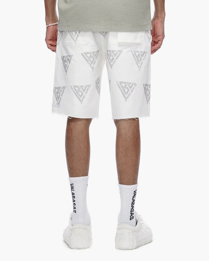 Valabasas Palace Rhinestone Shorts - White by Denim Exchange