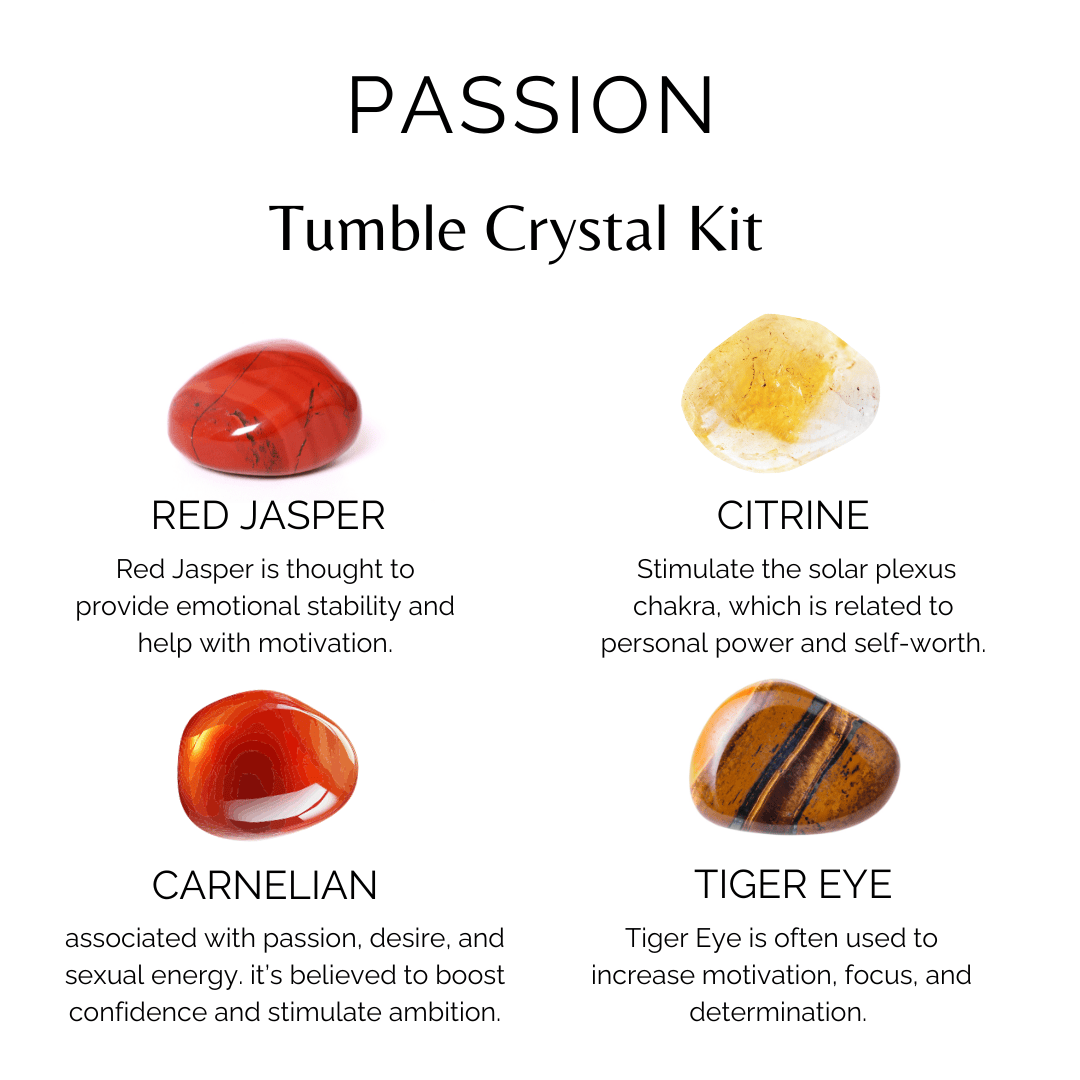 PASSION Crystal Kit, Gemstone Tumble Kit, Passion Crystal Gift Set.  DestGlow