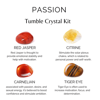 PASSION Crystal Kit, Gemstone Tumble Kit, Passion Crystal Gift Set.  DestGlow