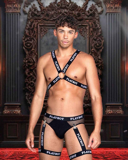Playboy Mens Dark Room Suspender Set