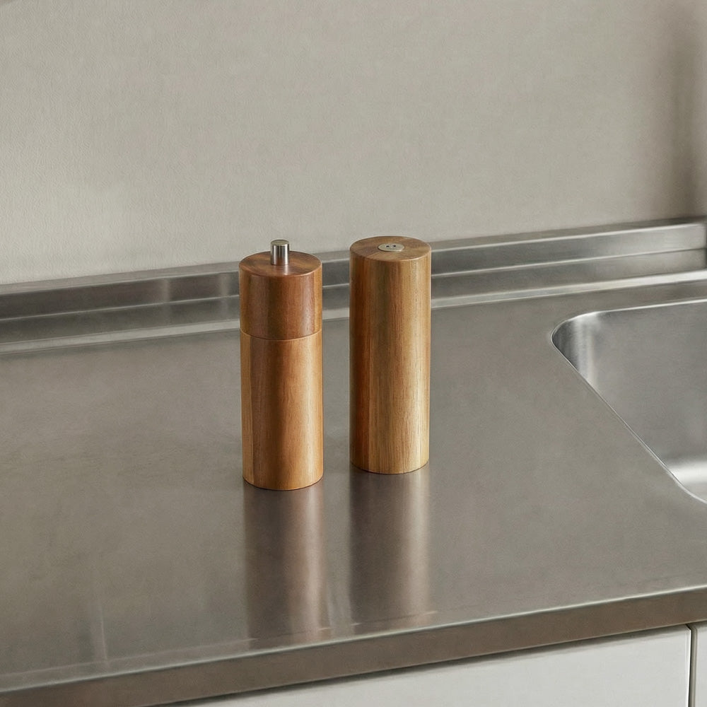 Wood Pepper Mill &amp; Salt Shaker Set