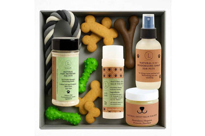Pet Pampering Gift Box -All-Natural Pet Wellness Kit – Soothing Balms &amp; Herbal Coat Powder