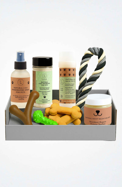 Pet Pampering Gift Box -All-Natural Pet Wellness Kit – Soothing Balms & Herbal Coat Powder