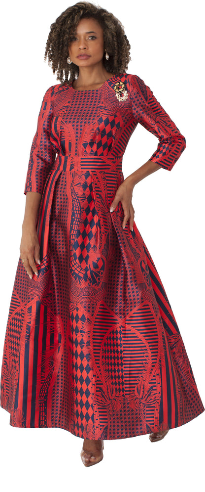 Plus Size Satin Dress with Rhinestone Brooch -4497W by Tally Taylor
