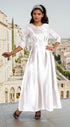 Plus Size Satin Dress with Rhinestone Brooch -4497W by Tally Taylor