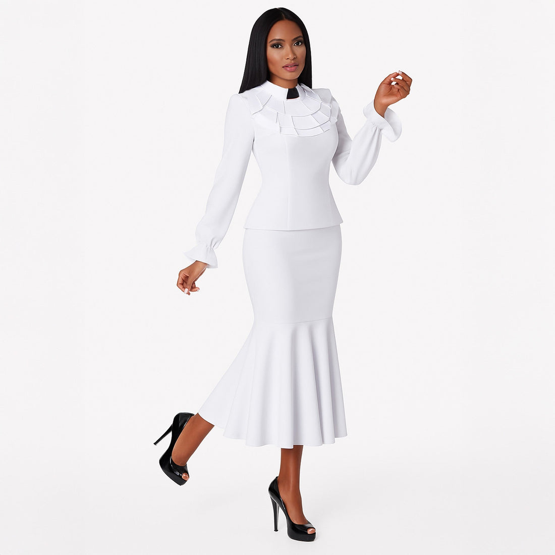 Plus Size Two-Piece Ruffle Church Set- 4601W by Tally Taylor