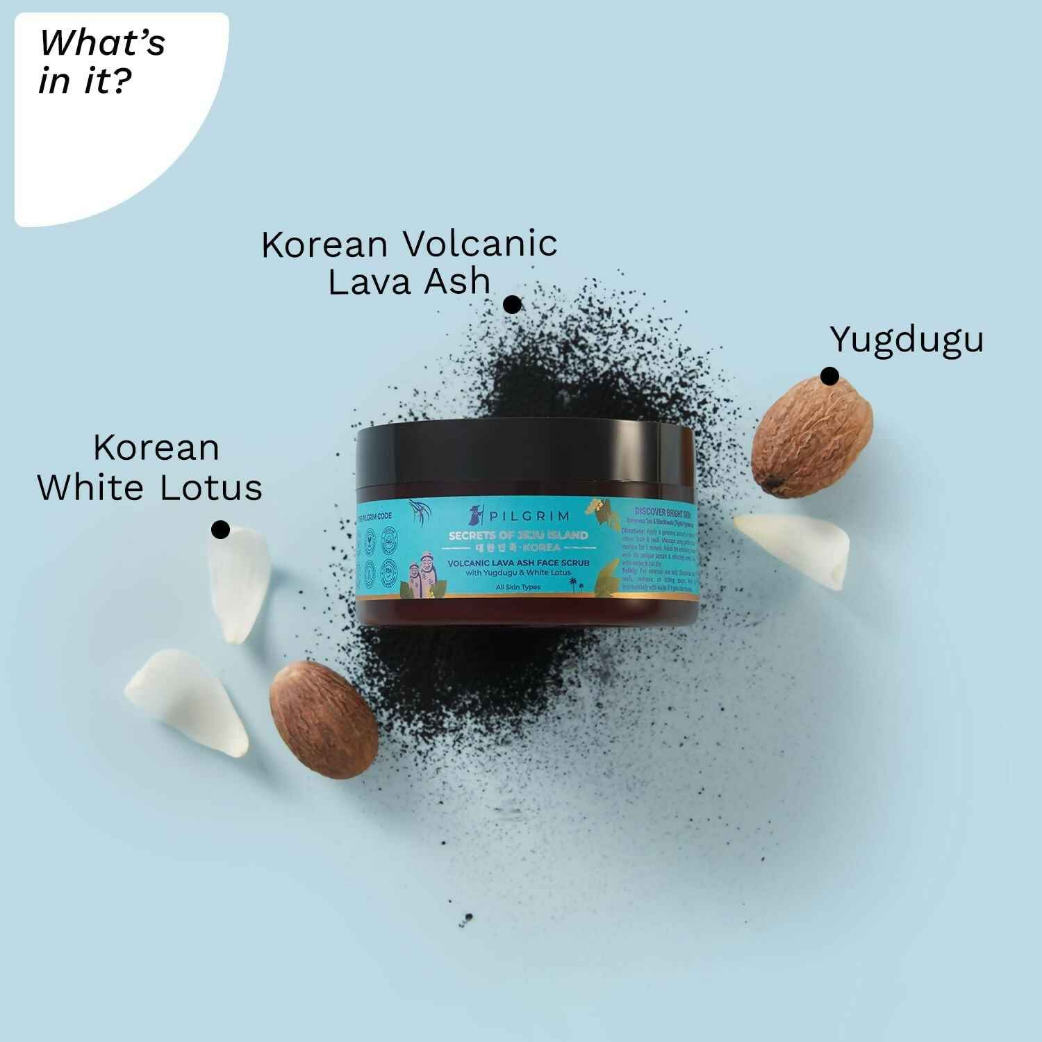 Pilgrim Face Scrub with Yugdugu &amp; White Lotus, For Glowing Skin &amp; Blackhead Removal, Dry, Oily Combination Skin