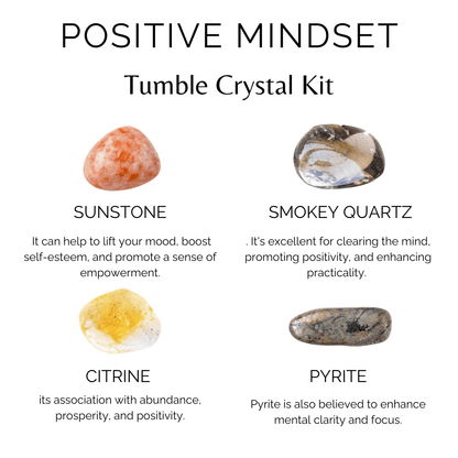 Developing POSITIVE MINDSET Crystal Kit, Gemstone Tumble Kit, Positive Mindset Crystal Gift Set  DestGlow