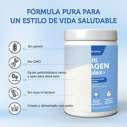 Colágeno Hidrolizado 5 en 1 con Ácido Hialurónico, Vitamina C y Probióticos by Vitamin Bounty