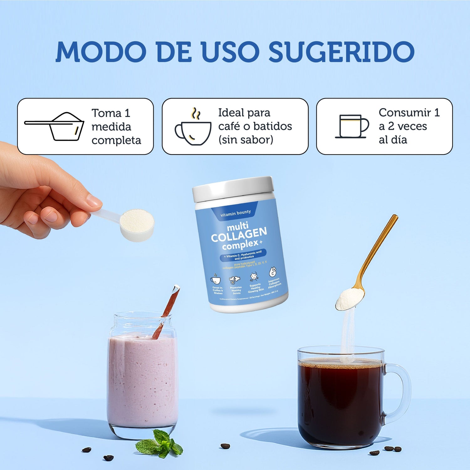 Hydrolyzed Collagen 5-in-1 with Hyaluronic Acid, Vitamin C &amp; Probiotics for Skin, Hair &amp; Joints - DestGlow