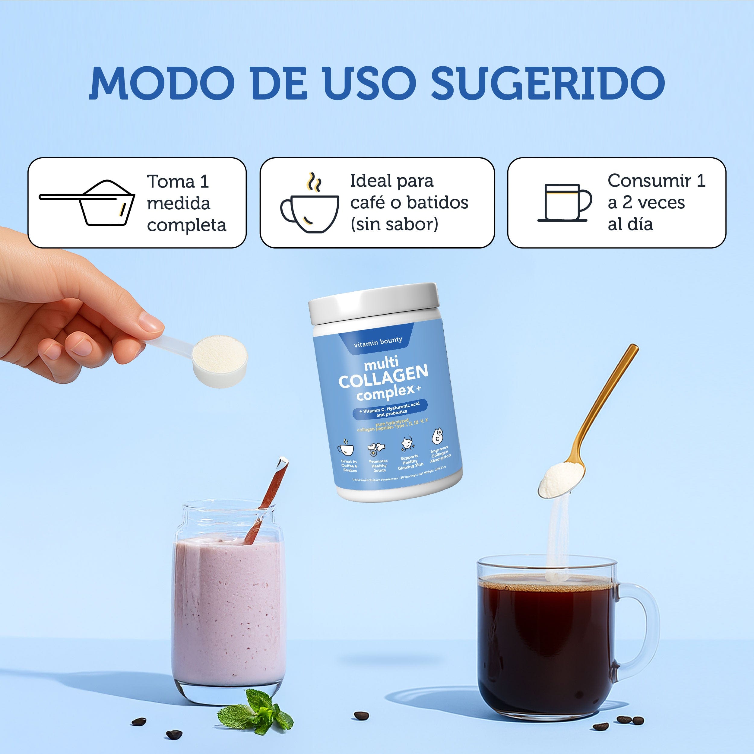 Hydrolyzed Collagen 5-in-1 with Hyaluronic Acid, Vitamin C &amp; Probiotics for Skin, Hair &amp; Joints - DestGlow