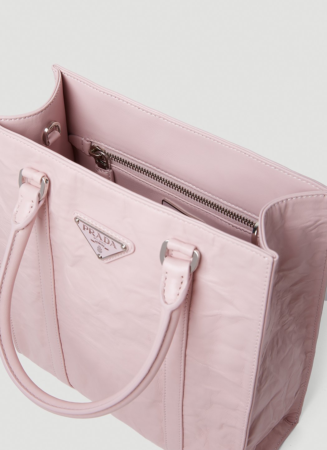 Prada Women Crinkled Leather Tote Bag by Luosophy