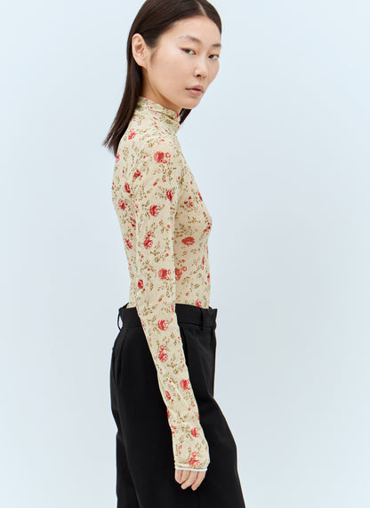 Prada Women Printed Stretch Tulle Bodysuit by Luosophy