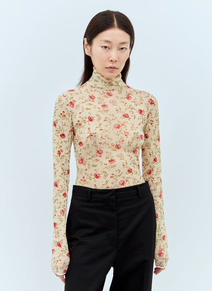 Prada Women Printed Stretch Tulle Bodysuit by Luosophy