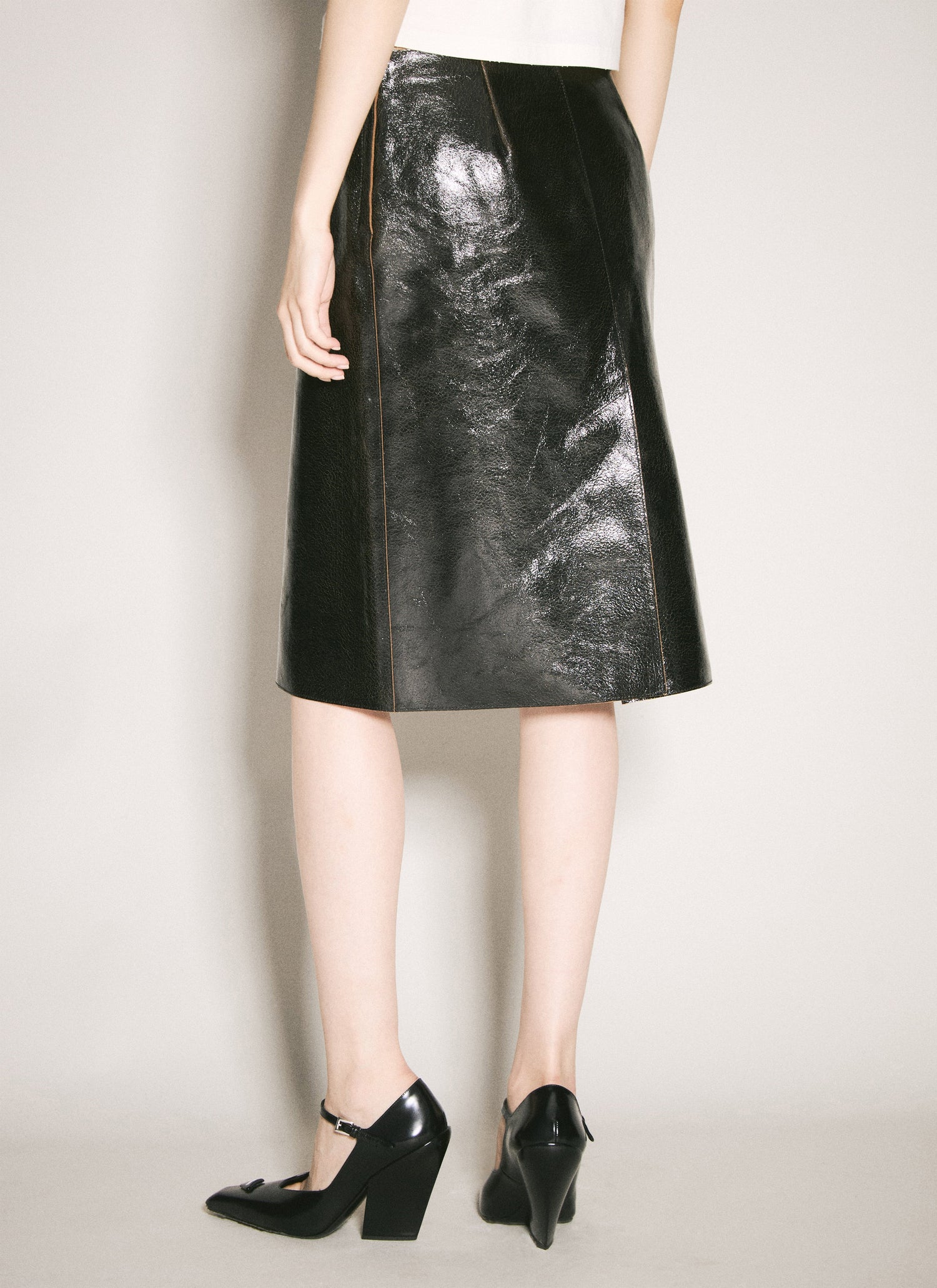 Prada Women Craquelé Leather Skirt by Luosophy