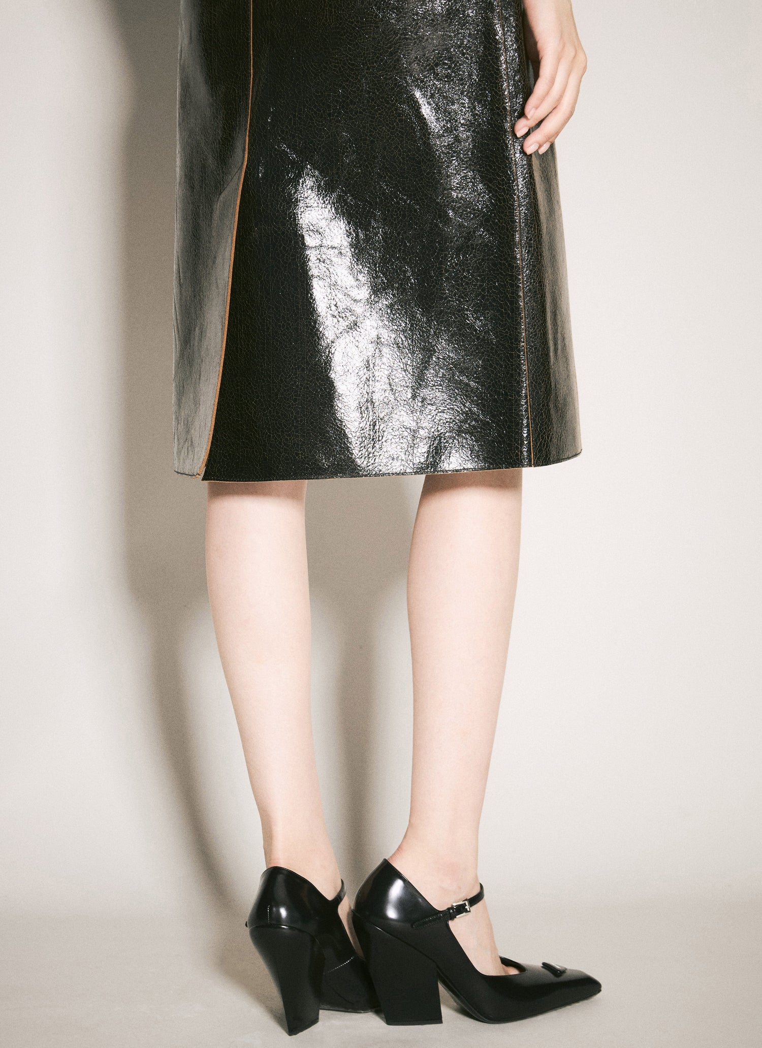 Prada Women Craquelé Leather Skirt by Luosophy