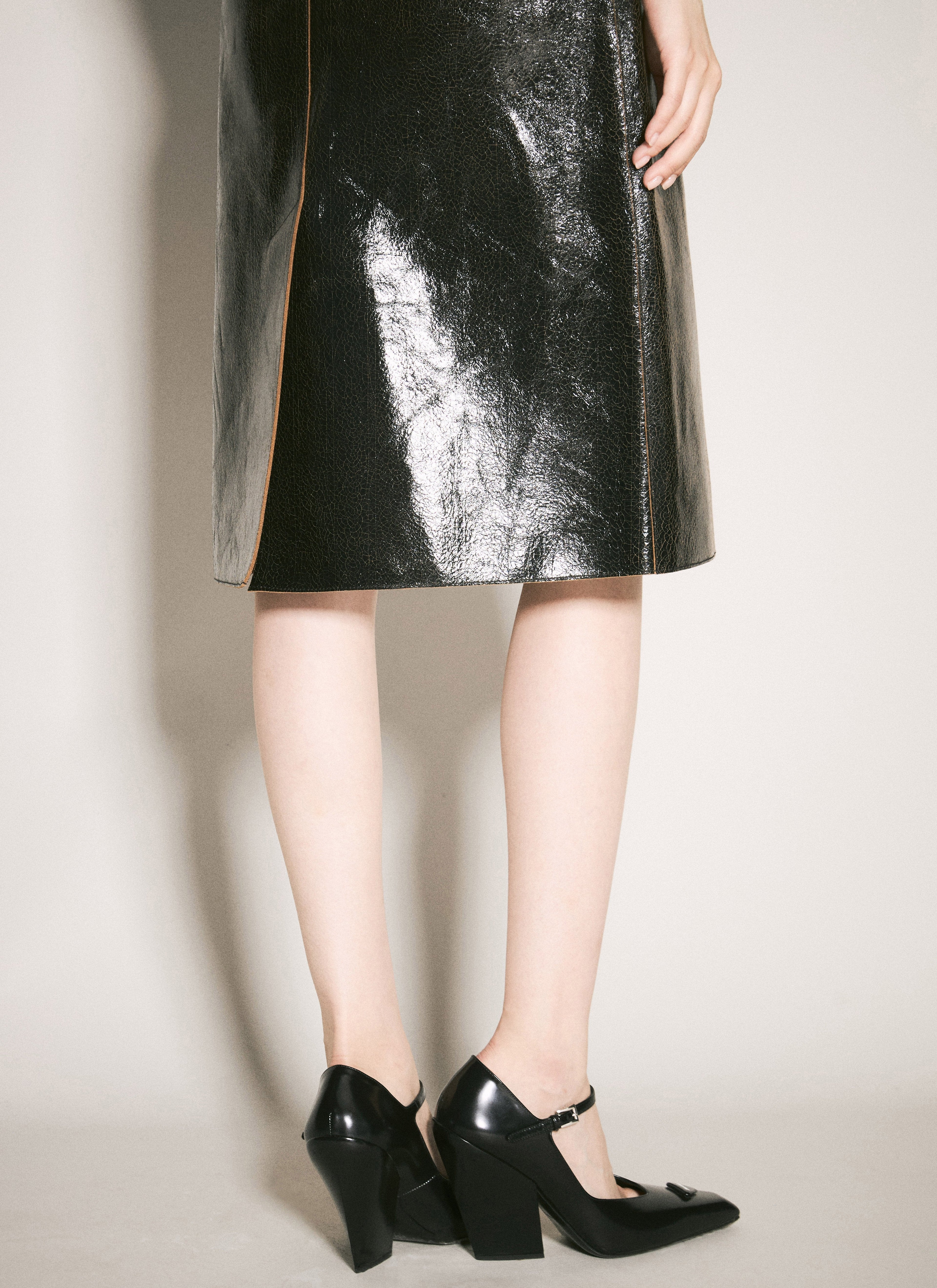 Prada Women Craquelé Leather Skirt by Luosophy