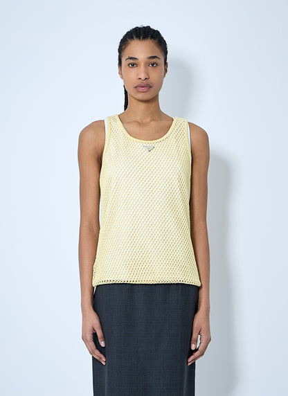 Prada Women Logo Plaque Open- Knit Tank Top by Luosophy