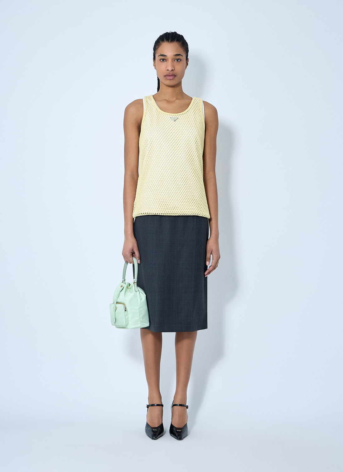 Prada Women Logo Plaque Open- Knit Tank Top by Luosophy