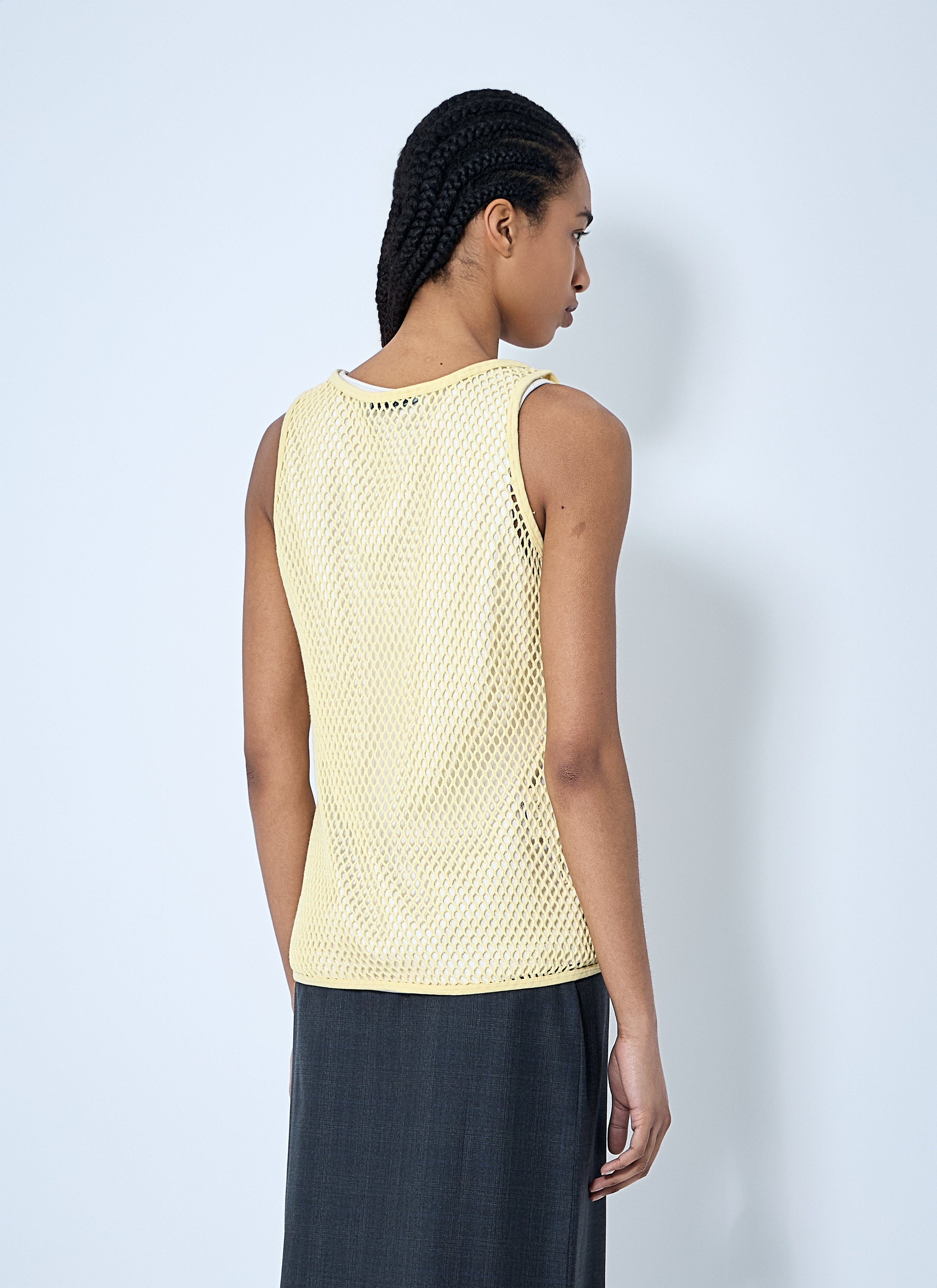Prada Women Logo Plaque Open- Knit Tank Top by Luosophy