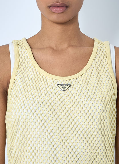 Prada Women Logo Plaque Open- Knit Tank Top by Luosophy