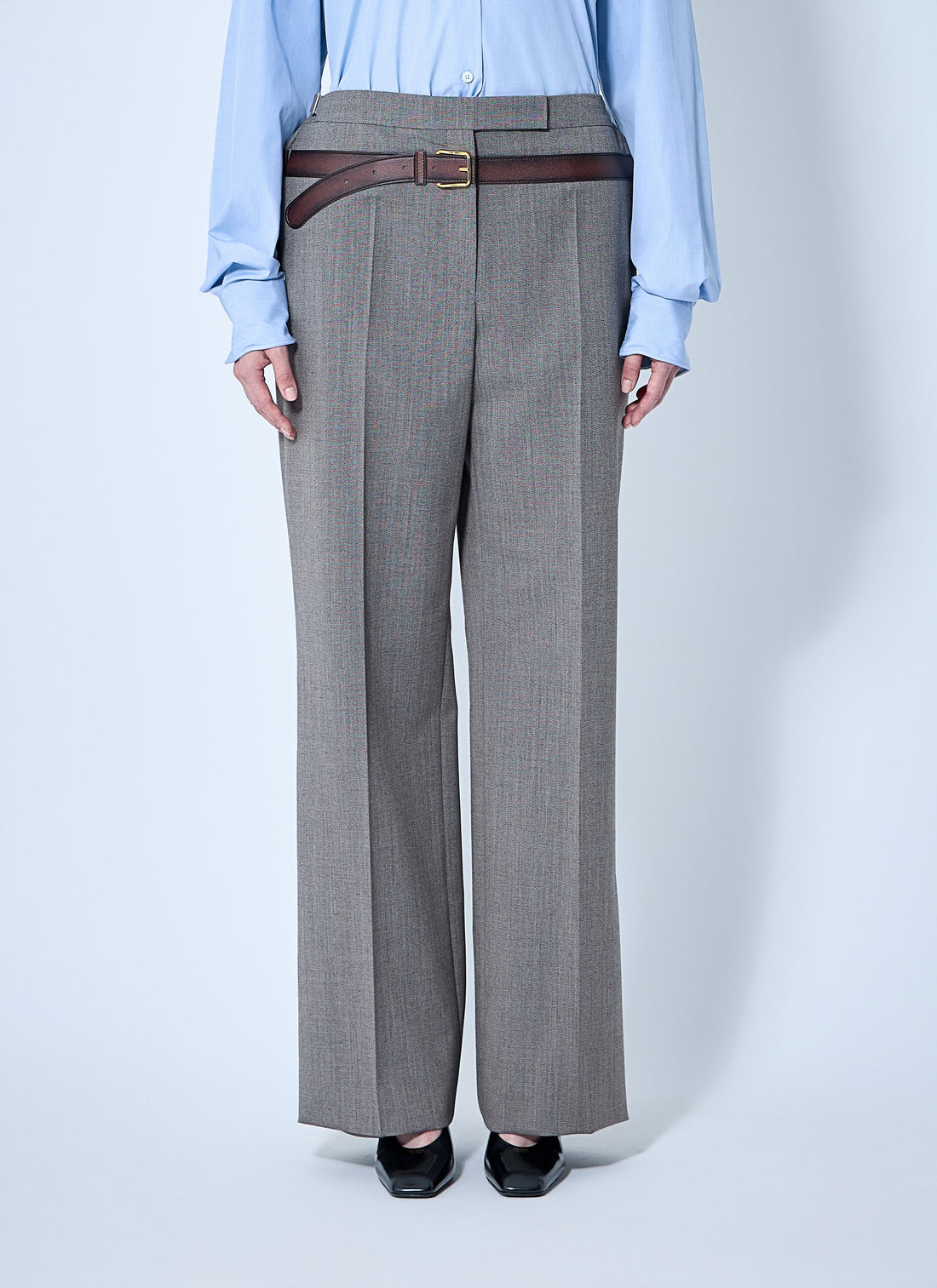 Prada Women Technical Wool Pants With Printed Belt by Luosophy