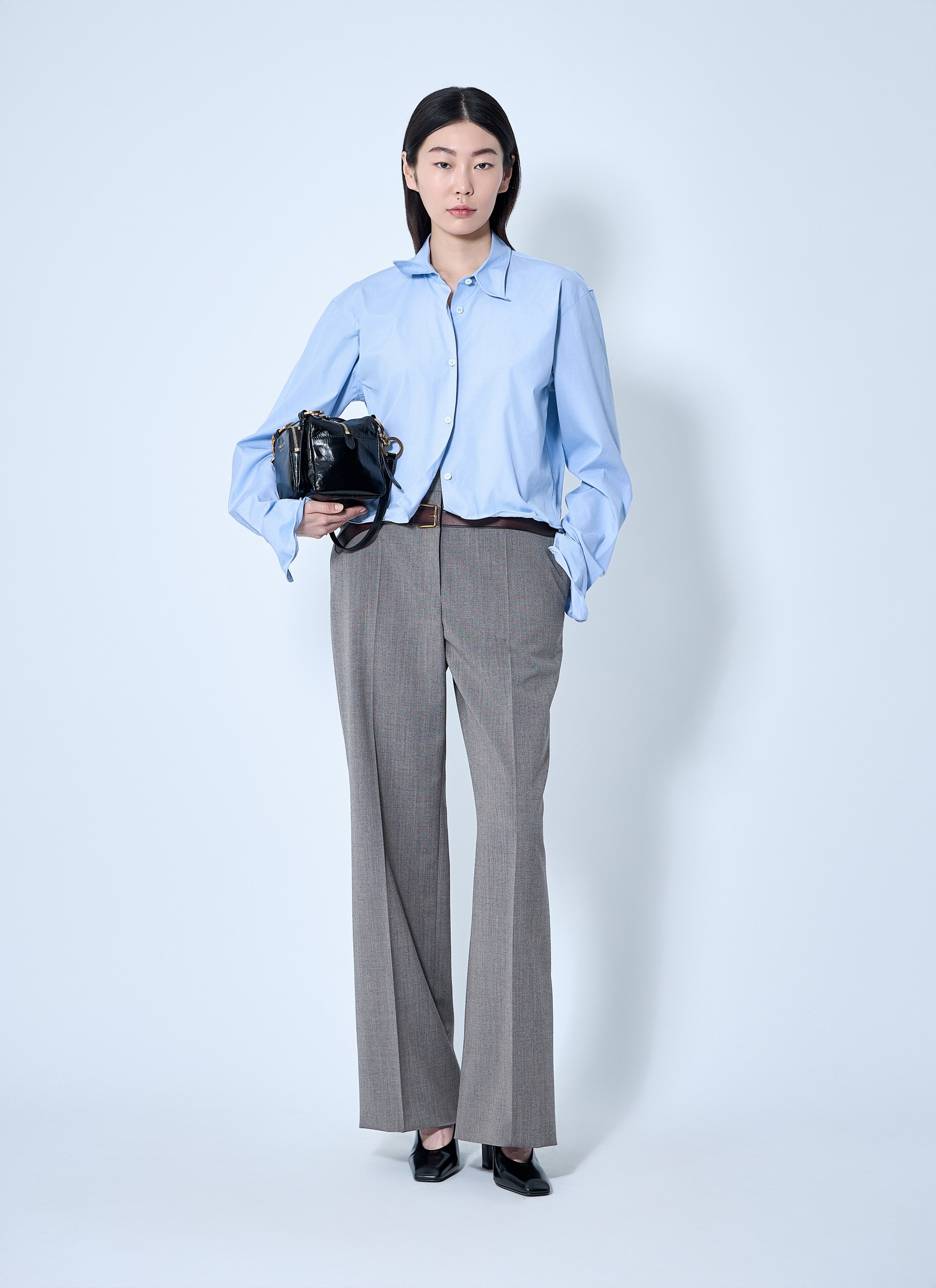 Prada Women Technical Wool Pants With Printed Belt by Luosophy
