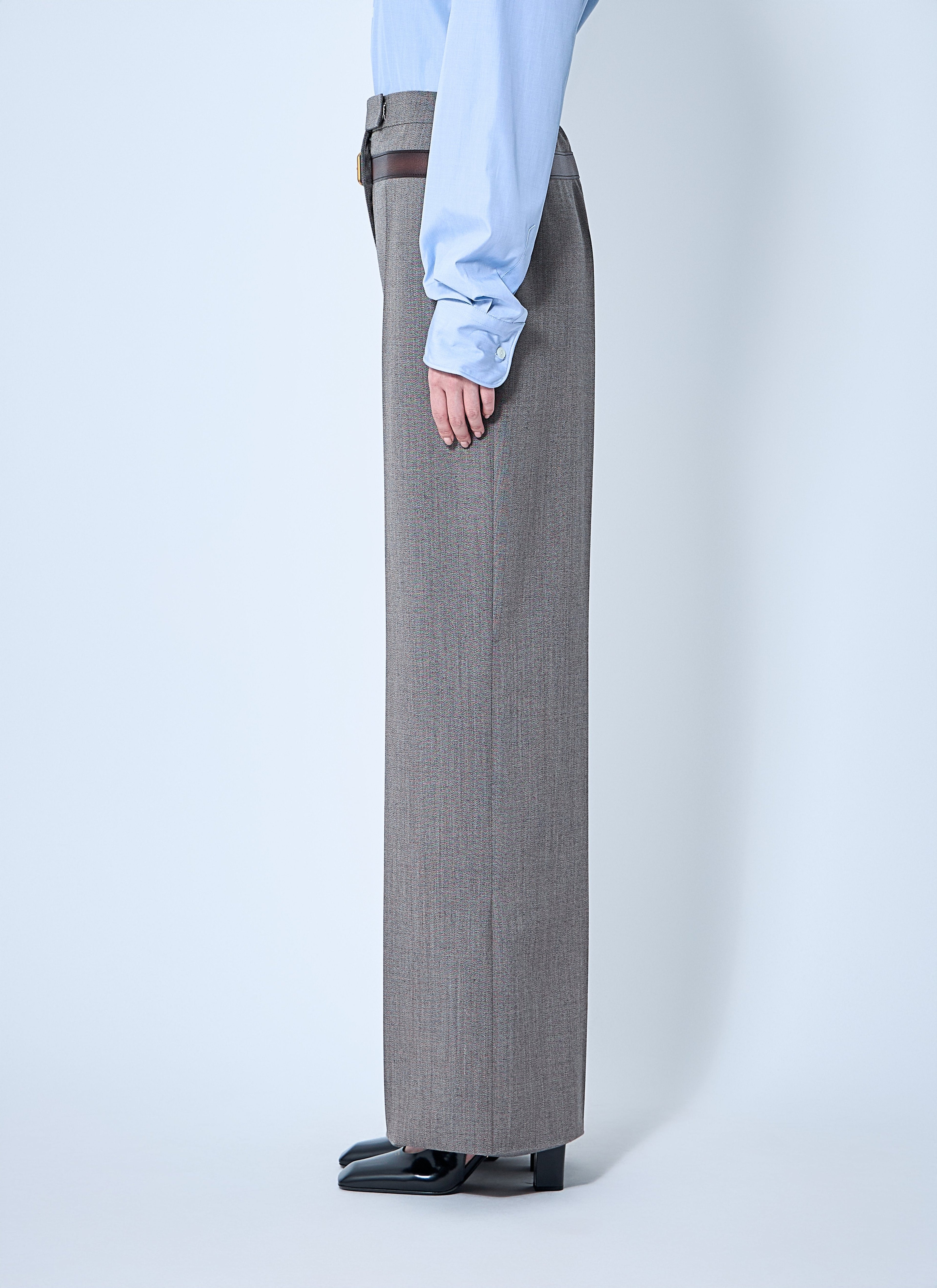 Prada Women Technical Wool Pants With Printed Belt by Luosophy