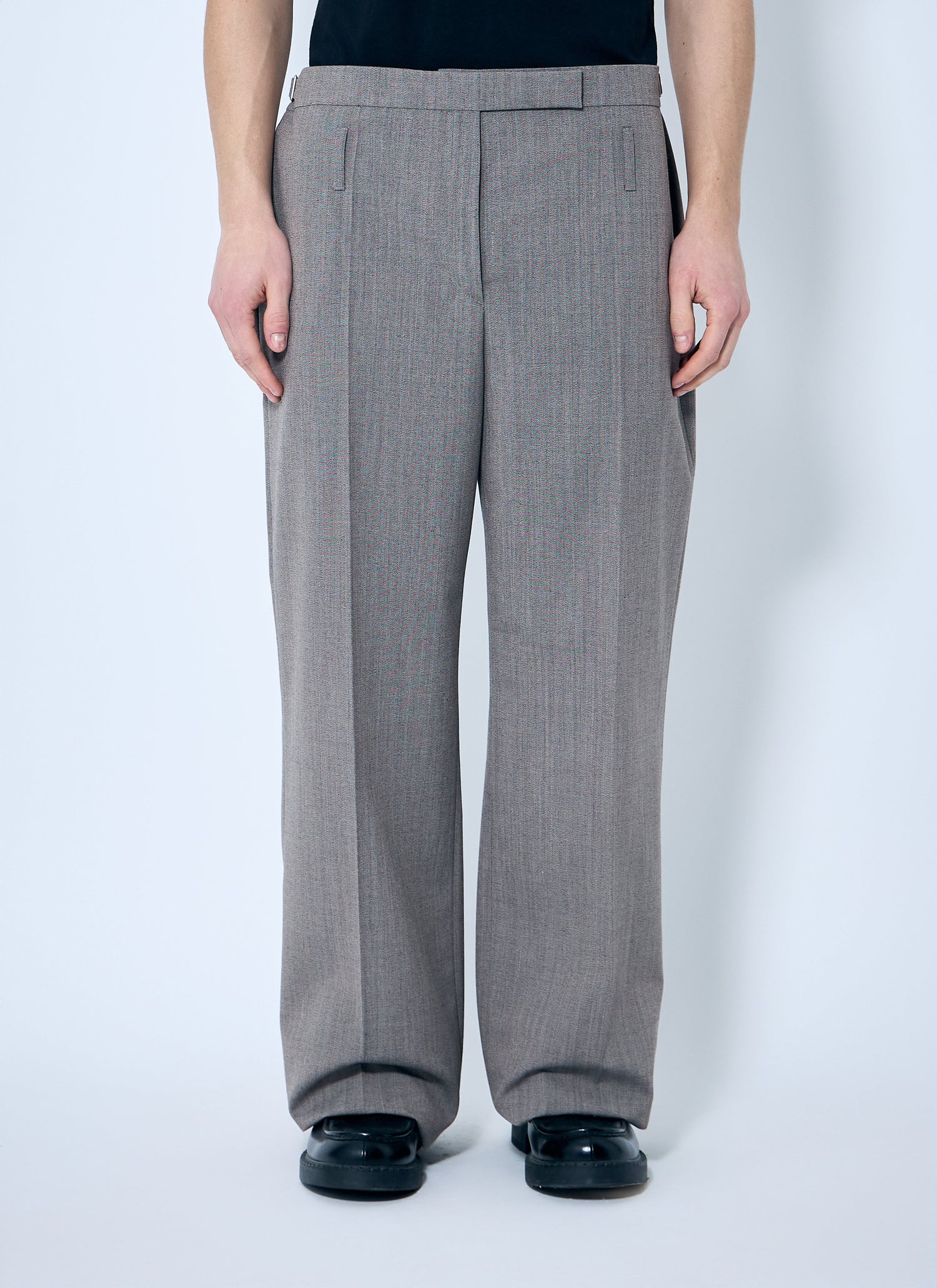 Prada Men Belted Tailored Wool-Blend Pants by Luosophy