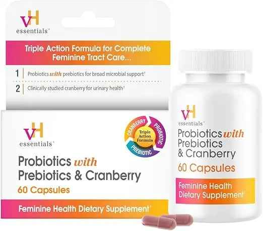 vH Essentials Probiotics for Women with Prebiotics, Cranberry &amp; Vitamin C - 60 Capsules (30 Day Supply) - Women&