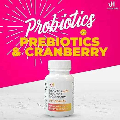 vH Essentials Probiotics for Women with Prebiotics, Cranberry &amp; Vitamin C - 60 Capsules (30 Day Supply) - Women&