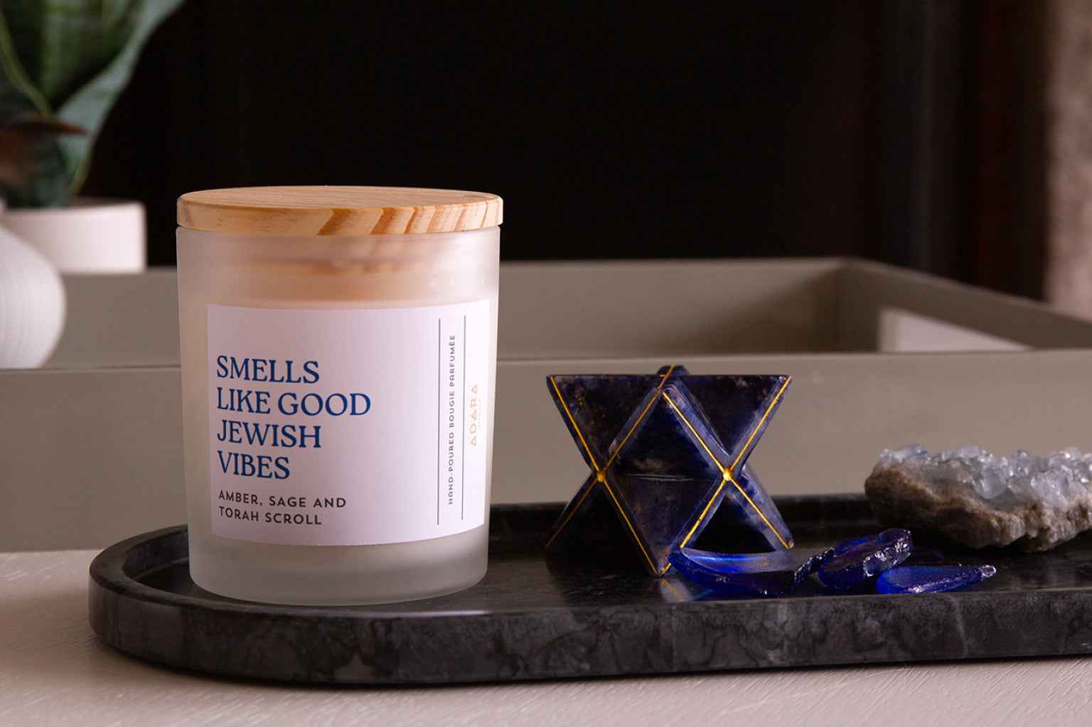 Smells Like Good Jewish Vibes - Amber, Sage &amp; Torah Scroll Scented Candle