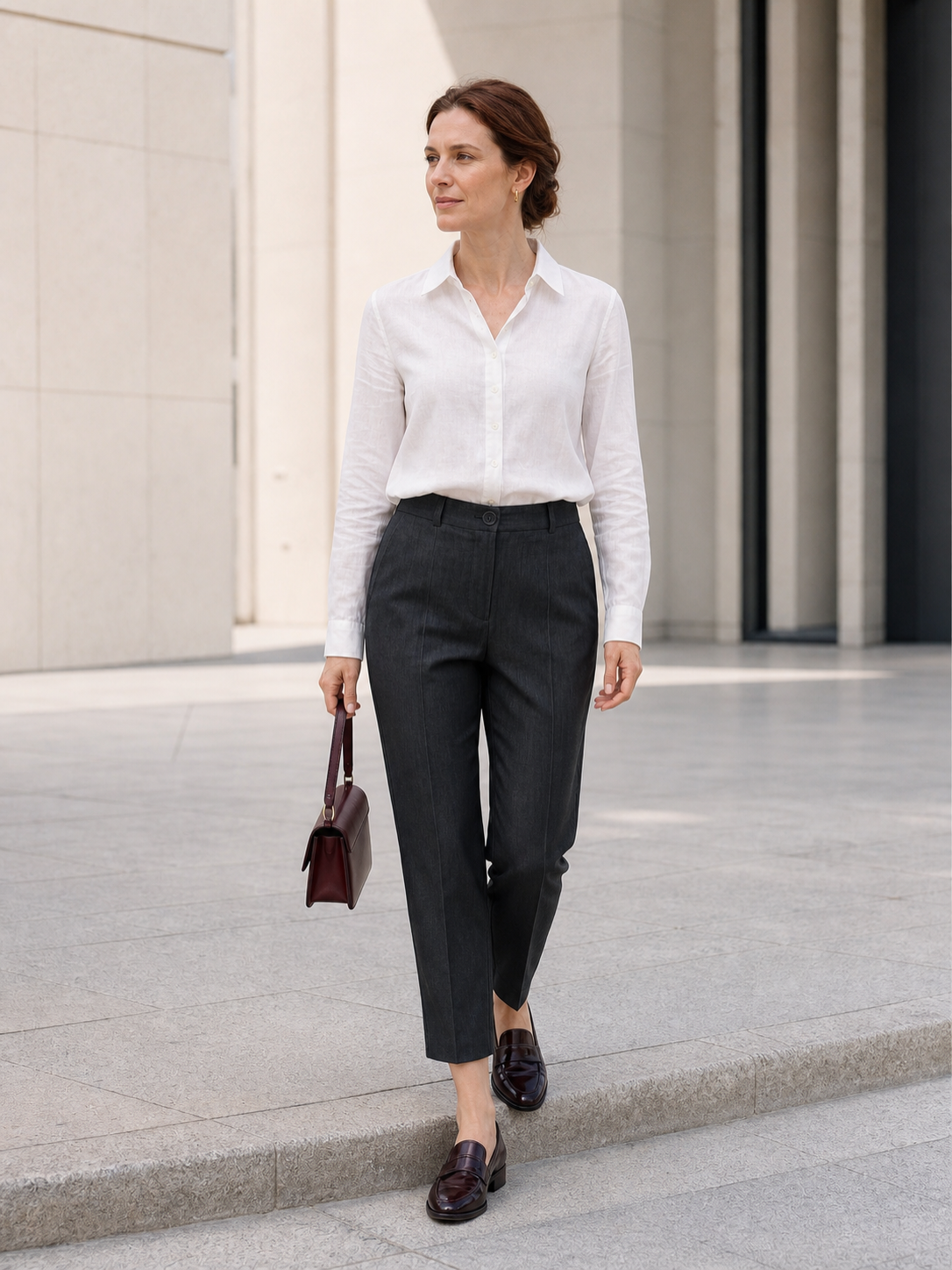Linen Tailored Straight Cropped Pants LOGAN  DestGlow