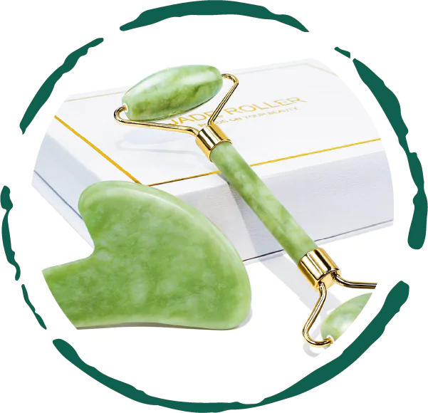 Jade Roller & Gua Sha Gift Box Set - Natural Facial Massage Tools for Anti-Aging - DestGlow