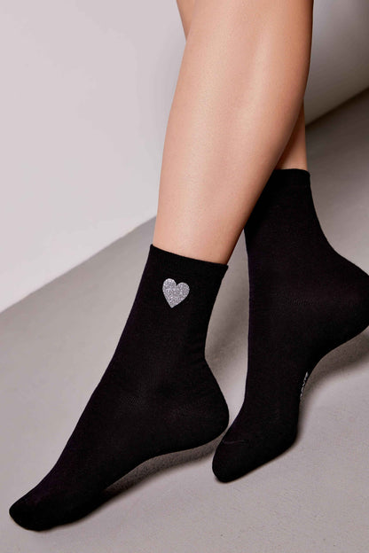 Cotton Socks Conte Classic 427 - Shimmering Heart Pattern